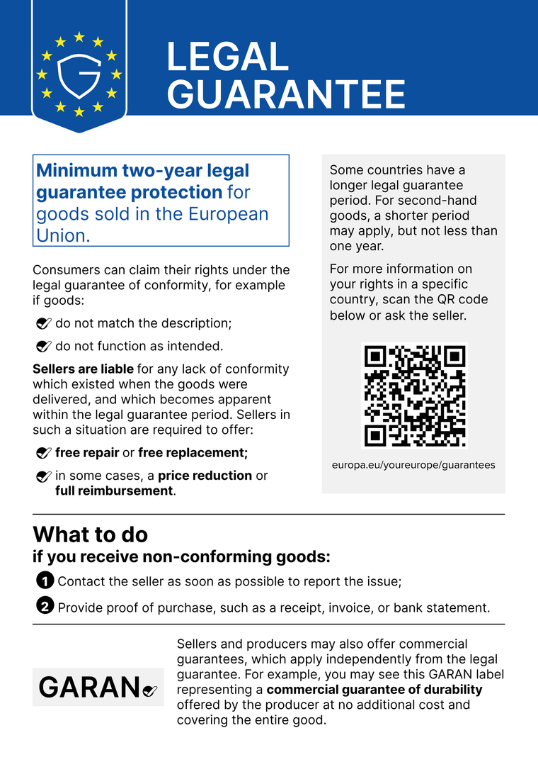 EU notice on the legal guarantee of conformity