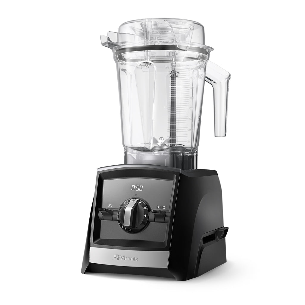 Vitamix Ascent A2500i in Schwarz mit Interlock-System — linke Glamour-Ansicht mit elegantem Design und transparentem Mixbehälter