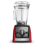 Vitamix Ascent A2500i in leuchtendem Rot mit 2,0-L-Interlock-Behälter — Frontansicht mit Timer und 3 Programmtasten