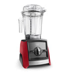 Vitamix Ascent A2500i Standmixer in Rot — Schrägansicht von vorne links mit auffälligem Design und Interlock-System