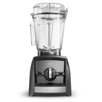 Vitamix Ascent A2500i in mattem Schiefergrau mit 2,0-L-Interlock-Behälter — Frontansicht mit Timer-Display und intuitiver Bedienung