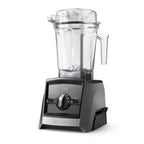 Vitamix Ascent A2500i Hochleistungsmixer in Schiefergrau — elegante linke Seitenansicht mit transparentem 2,0-L-Interlock-Behälter
