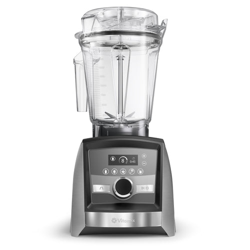Vitamix Ascent A3500i in gebürstetem Edelstahl mit Touch-Display — Frontansicht mit 5 Automatikprogrammen und 2,0-L-Interlock-Behälter