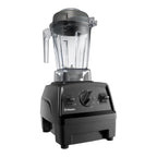 Vitamix Explorian E310 in Schwarz — Schrägansicht mit hochwertiger Verarbeitungsqualität und kompakter Stellfläche, ideal für europäische Küchen