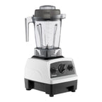Vitamix Explorian E310 in Weiß — rechte Glamour-Perspektive mit ergonomischem Bedienfeld und leistungsstarkem 1,4-L-BPA-freiem Behälter