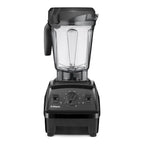 Vitamix Explorian E320 Hochleistungsmixer in Schwarz — Frontansicht mit 10-Gang-Drehregler und Pulstasten mit 2,0-L-Low-Profile-Behälter