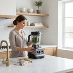 Vitamix Pro 750 Standmixer in Anthrazit mit 2-Liter-Behälter und intuitiver Bedienung über Drehregler und Kippschalter.