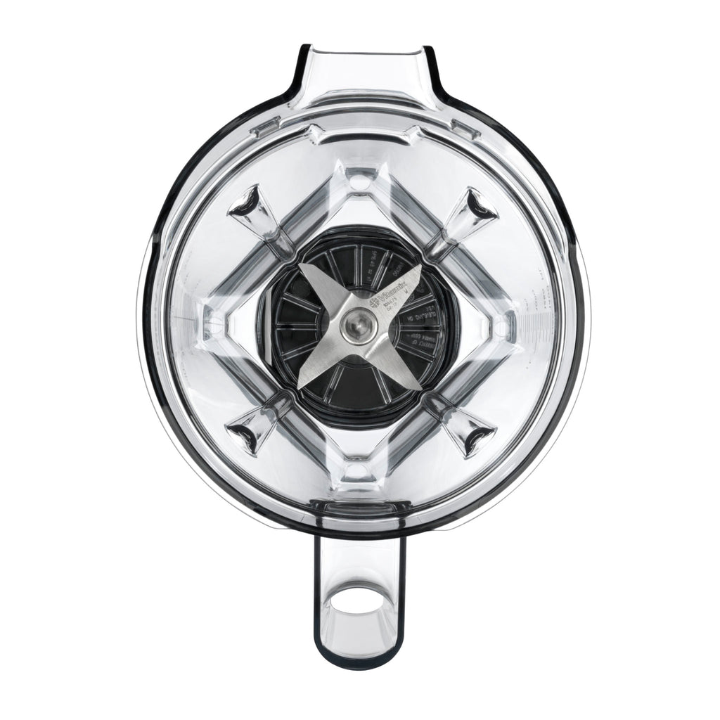 Vitamix 1,4-Liter-Behälter-Deckel mit Interlock-System — Draufsicht mit transparentem Deckel und zentralem Verriegelungsmechanismus